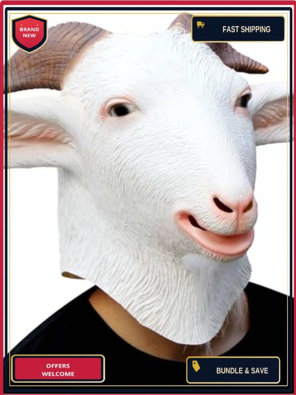Latex Goat Mask Full Head Animal Costume Halloween Party